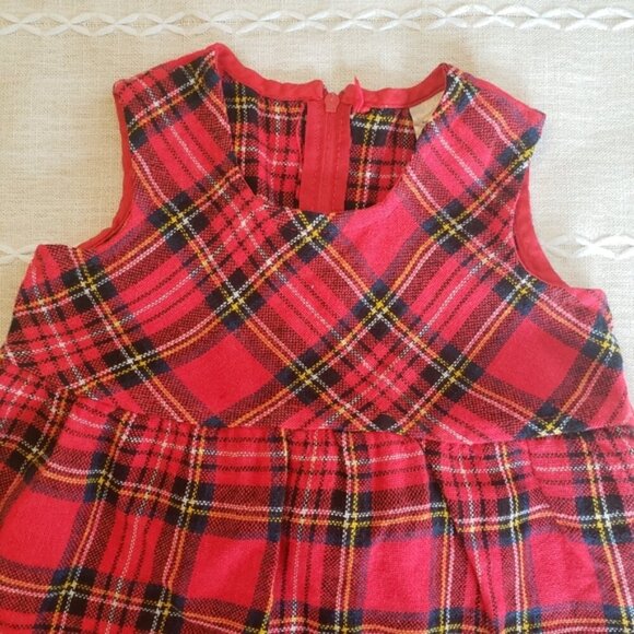 Baby Girl Vintage Red Plaid Dress Holiday 80s 70s Cottagecore Boho Christmas - Picture 2 of 9